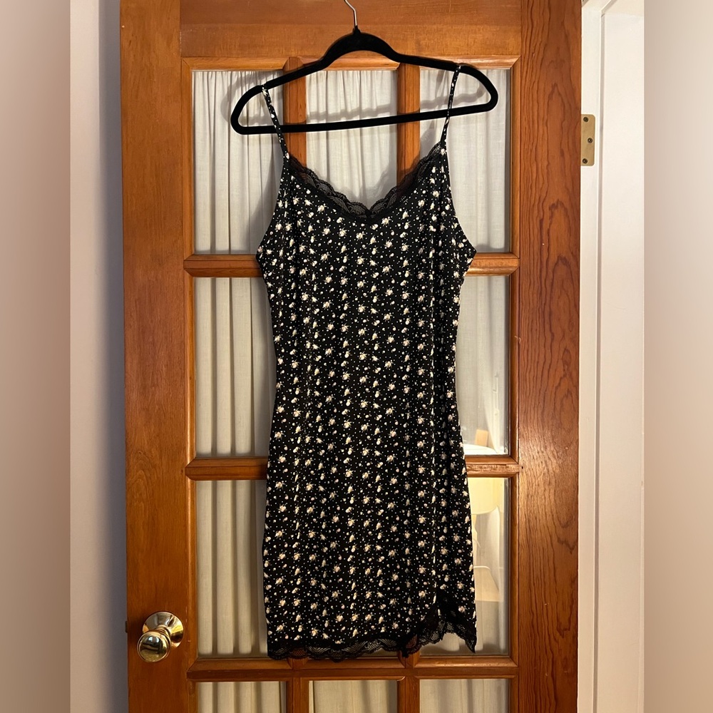Black Floral Slip Dress